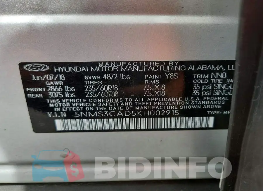 5NMS3CAD5KH002915 Photo# 13