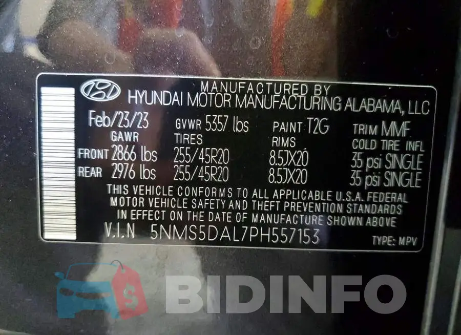 5NMS5DAL7PH557153 Photo# 13