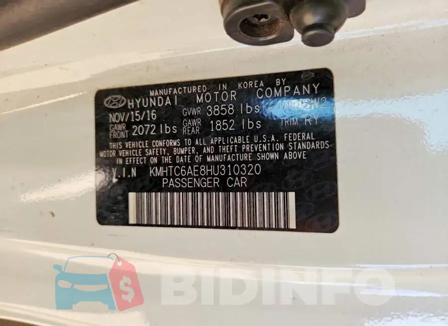 KMHTC6AE8HU310320 Photo# 12