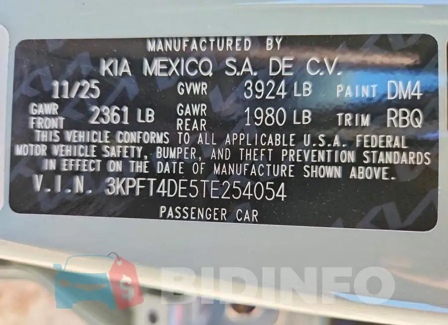 3KPFT4DE5TE254054 Photo# 13