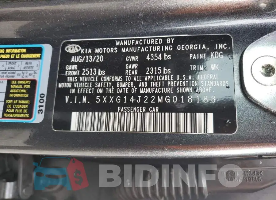 5XXG14J22MG018183 Photo# 13