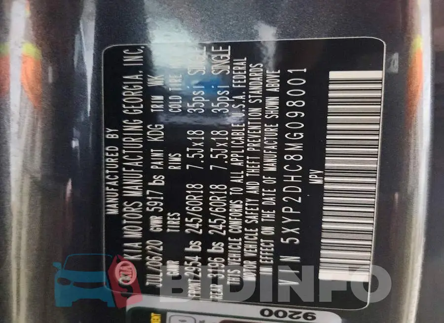 5XYP2DHC8MG098001 Photo# 13