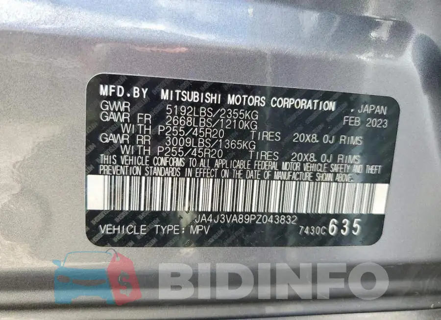 JA4J3VA89PZ043832 Photo# 13