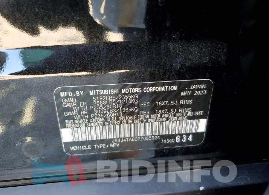 JA4J4TA86PZ055924 Photo# 13