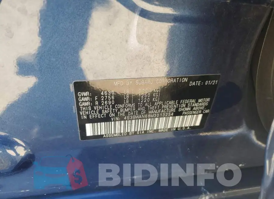 4S3BWAN68M3013254 Photo# 12