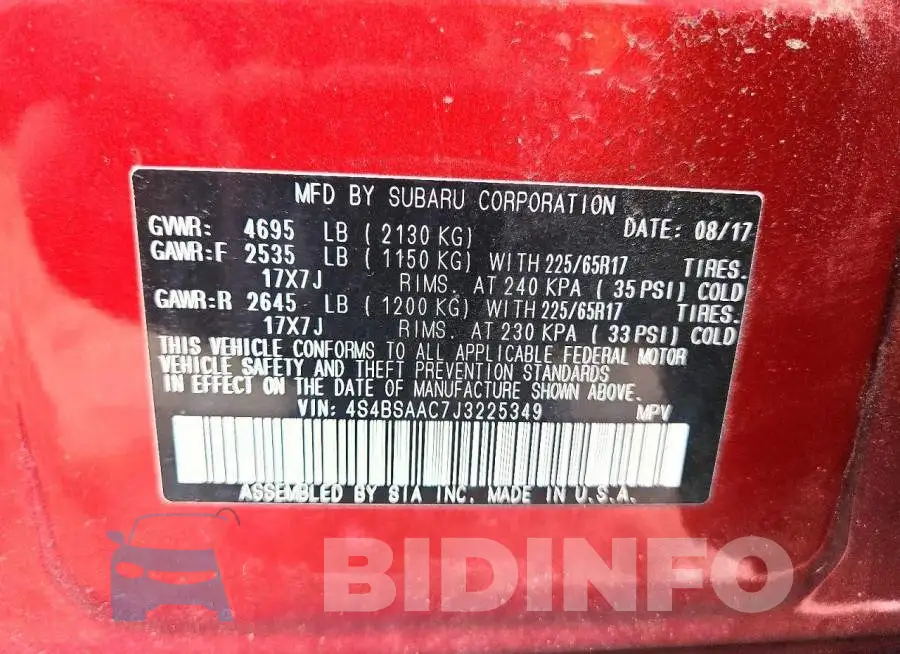 4S4BSAAC7J3225349 Photo# 12