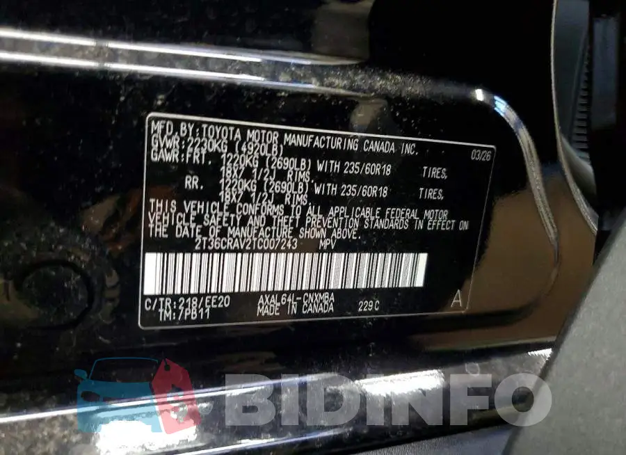 2T36CRAV2TC007243 Photo# 13