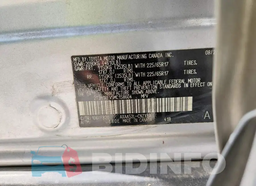 2T3H1RFV5MC158604 Photo# 13