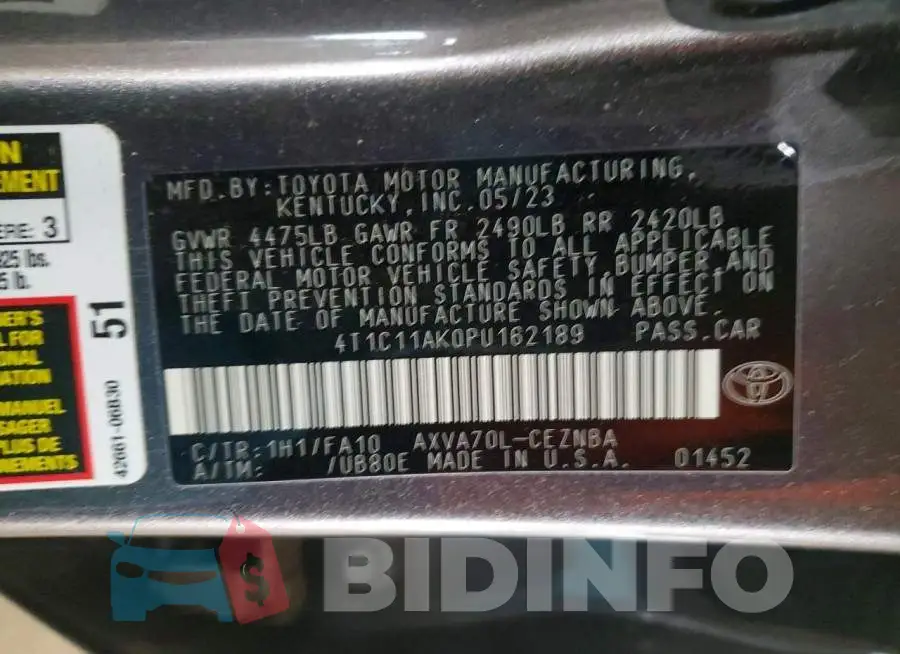 4T1C11AK0PU162189 Photo# 12