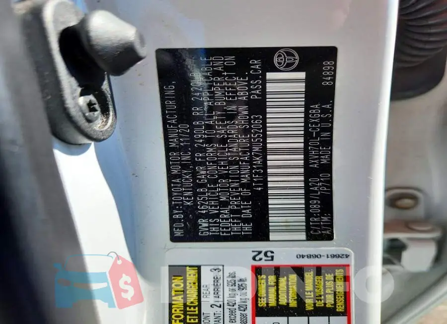 4T1F31AK7MU552063 Photo# 12