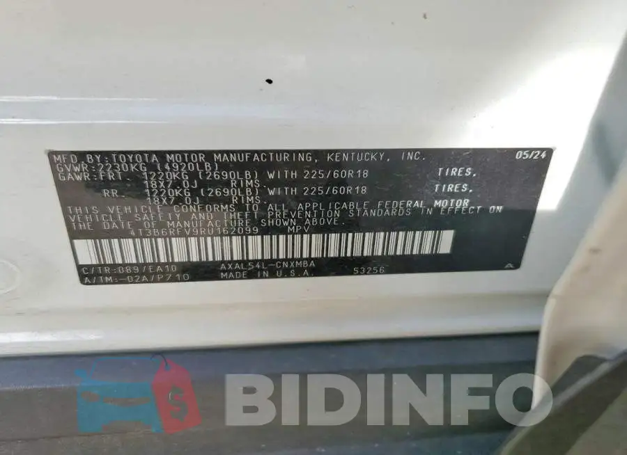 4T3B6RFV9RU162099 Photo# 13
