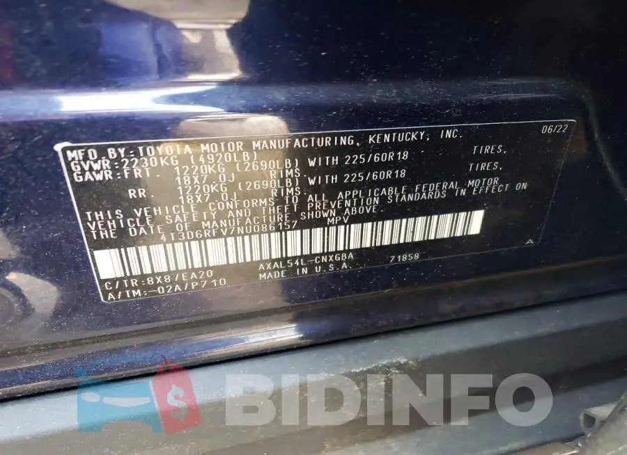 4T3D6RFV7NU086157 Photo# 13
