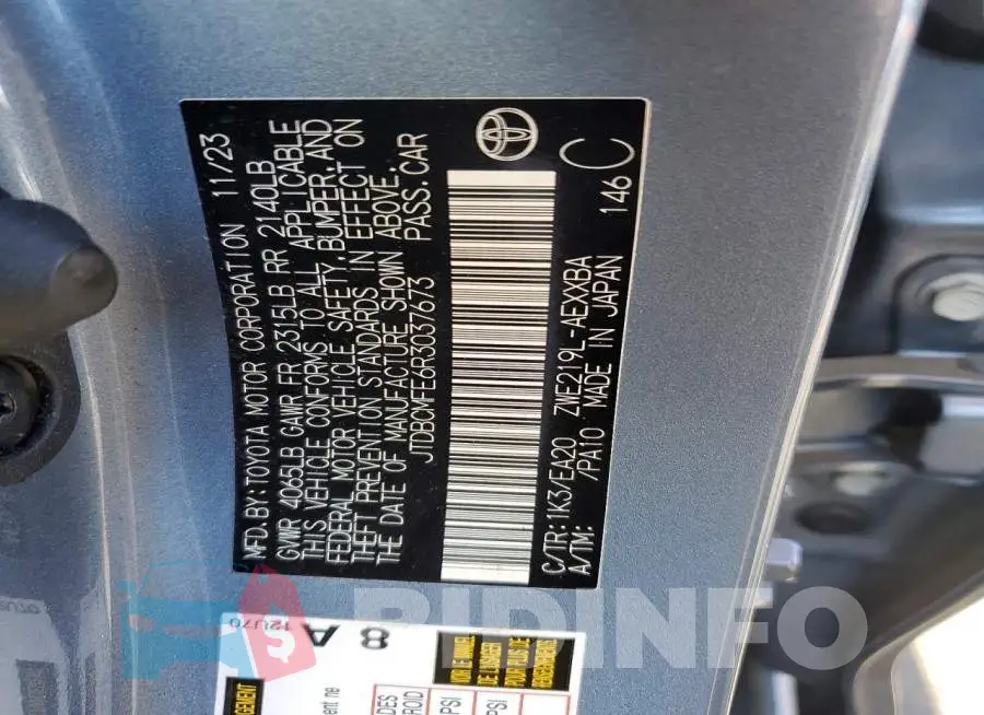 JTDBCMFE6R3037673 Photo# 12