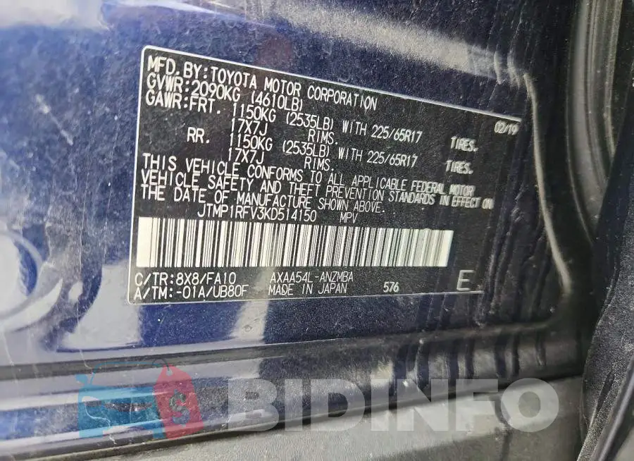 JTMP1RFV3KD514150 Photo# 13