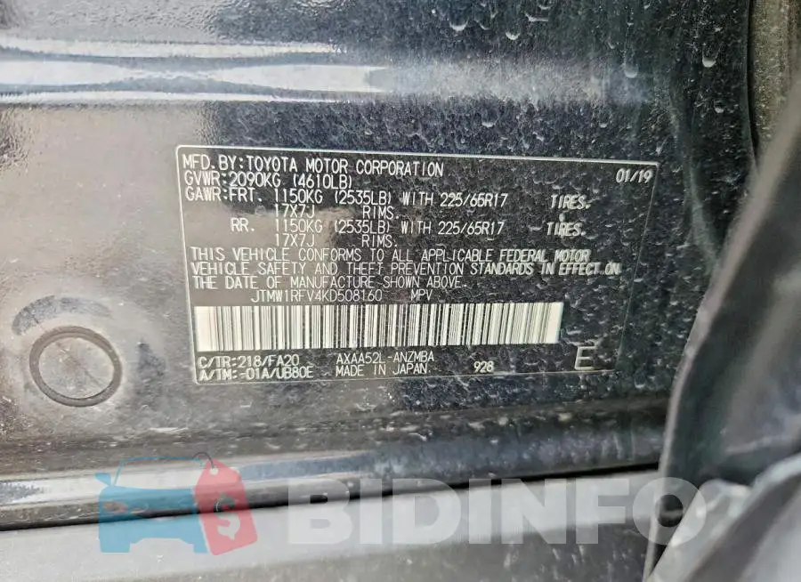 JTMW1RFV4KD508160 Photo# 13