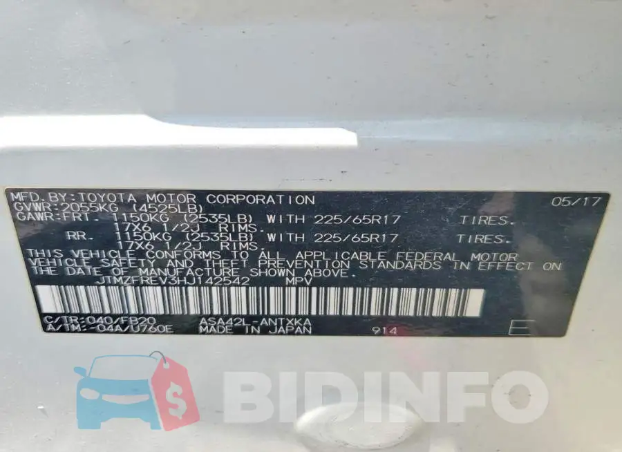 JTMZFREV3HJ142542 Photo# 13
