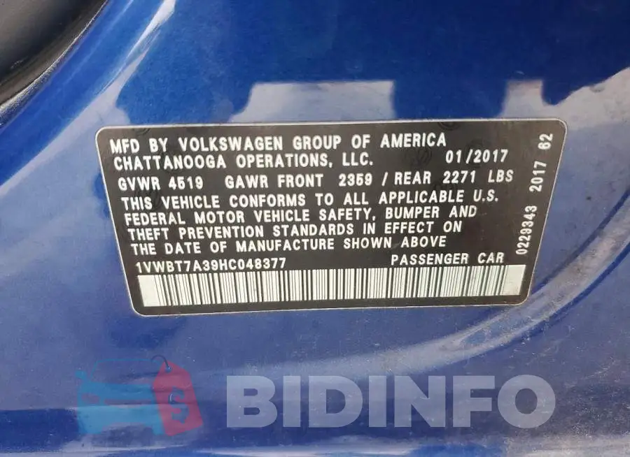 1VWBT7A39HC048377 Photo# 12