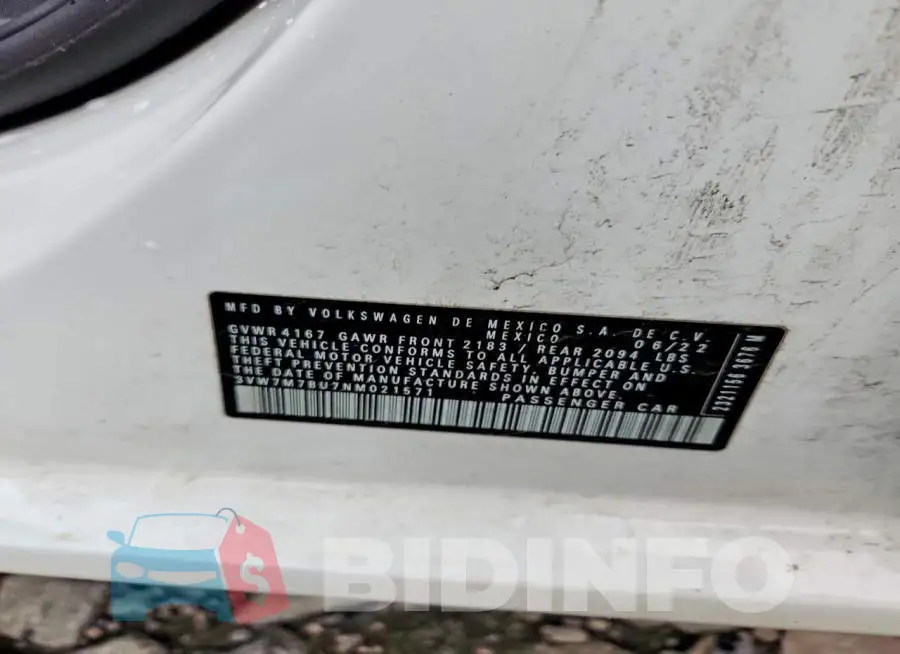 3VW7M7BU7NM021571 Photo# 12