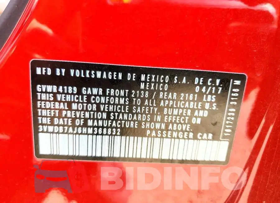 3VWDB7AJ6HM368832 Photo# 12