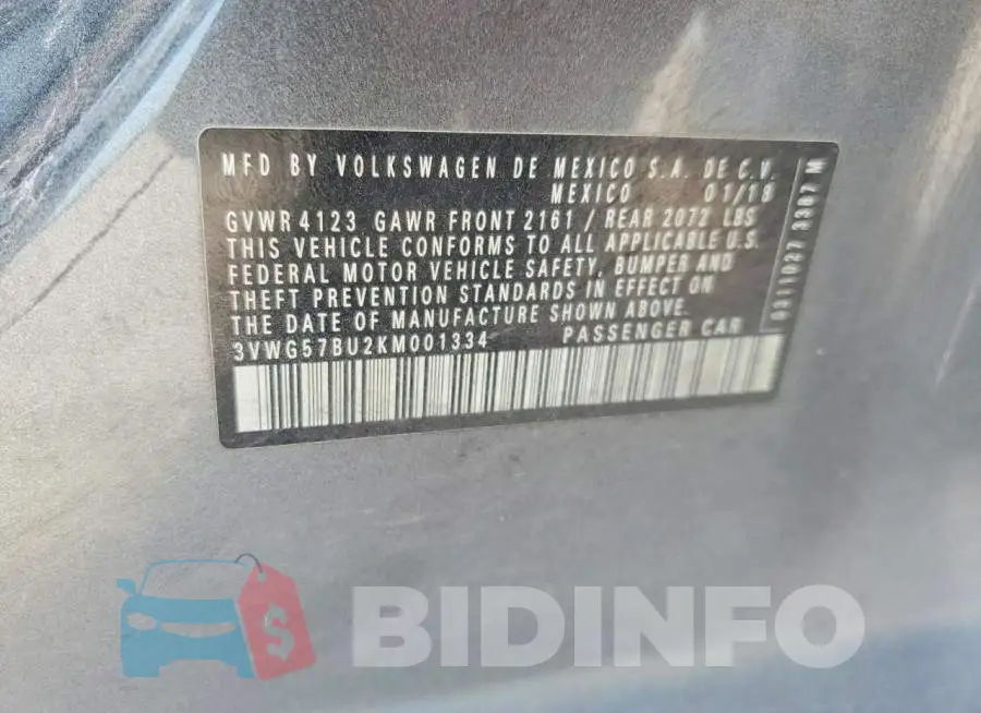3VWG57BU2KM001334 Photo# 13