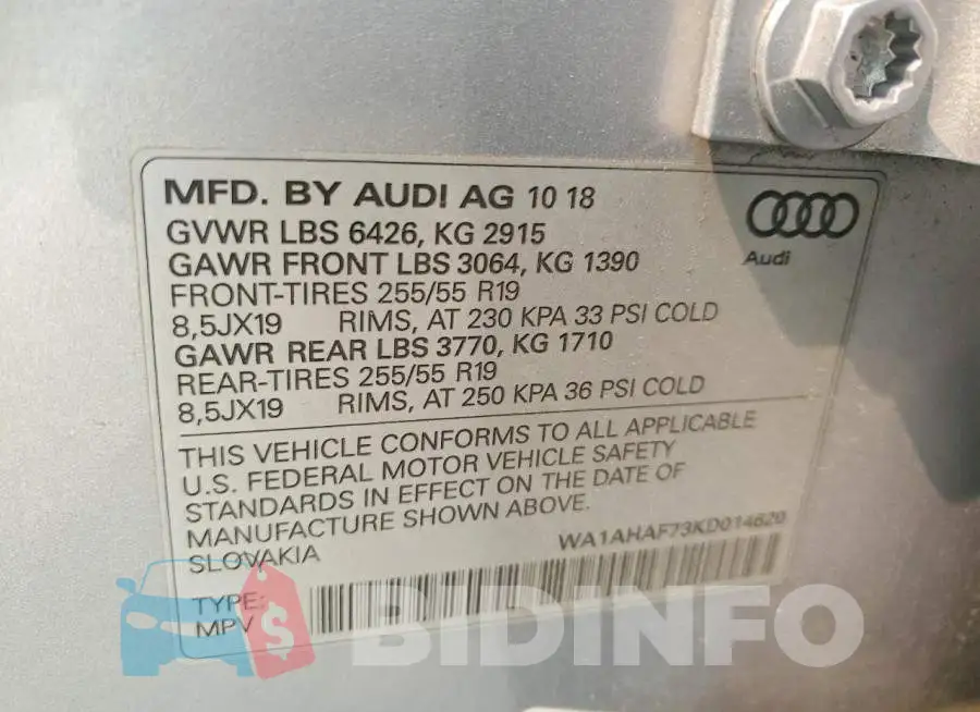 WA1AHAF73KD014620 Photo# 14
