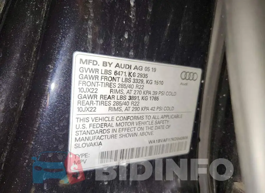 WA1BVAF17KD040906 Photo# 13