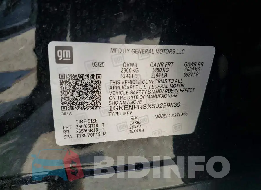 1GKENPRSXSJ229839 Photo# 13