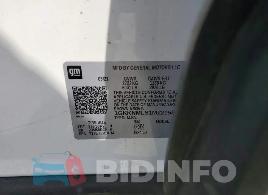 1GKKNMLS1MZ215889 Photo# 13