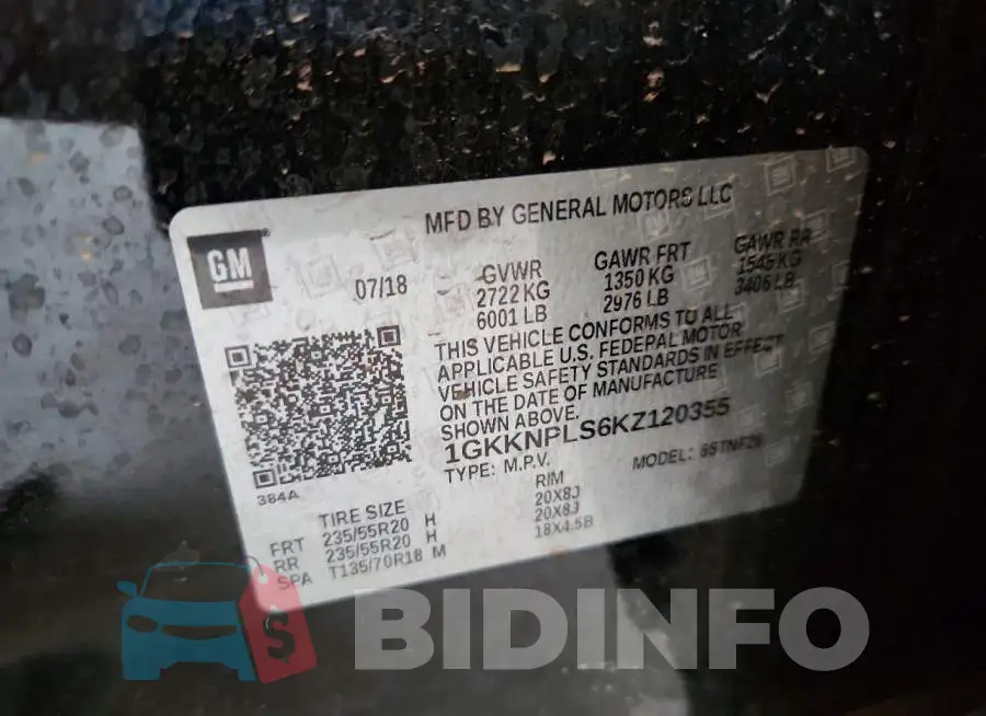 1GKKNPLS6KZ120355 Photo# 13