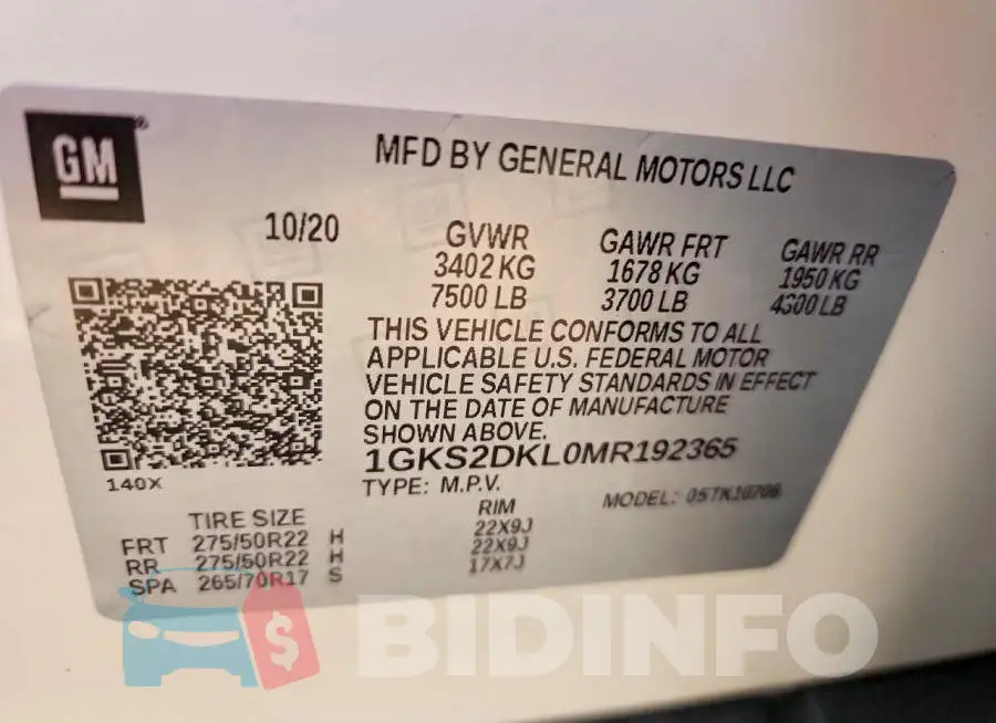 1GKS2DKL0MR192365 Photo# 14