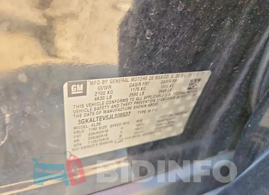 3GKALTEV5JL308937 Photo# 13