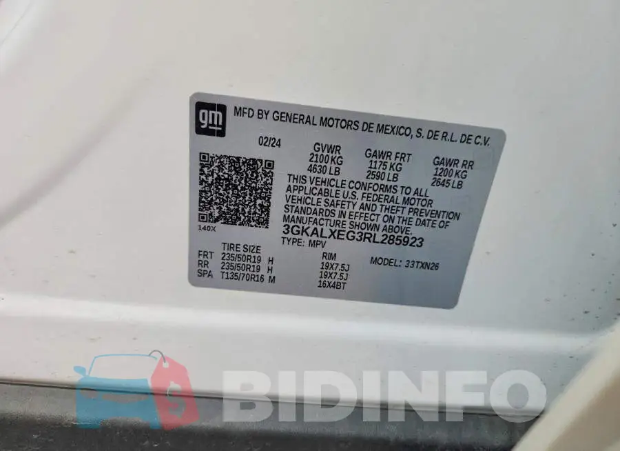 3GKALXEG3RL285923 Photo# 13