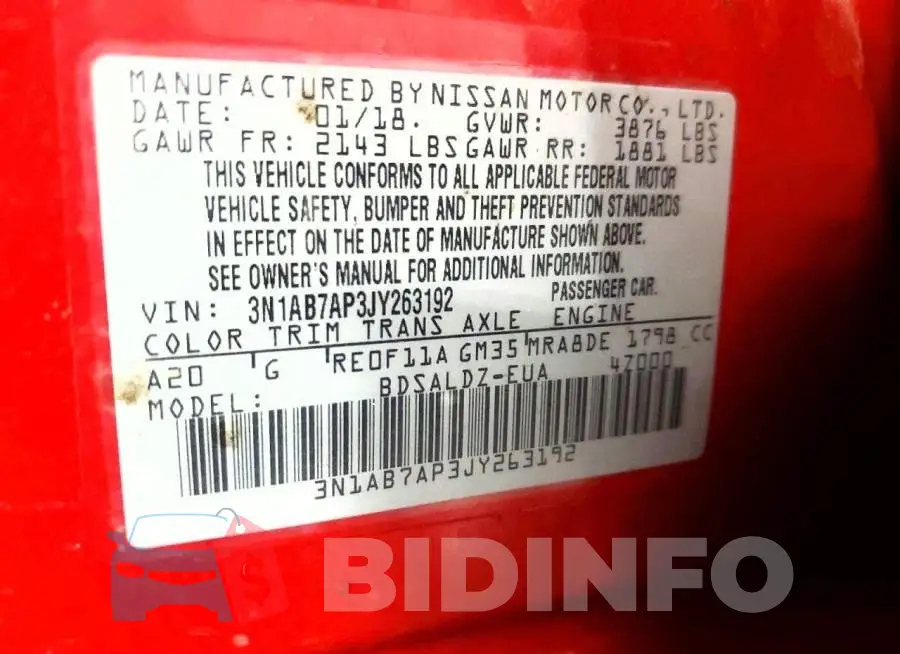 3N1AB7AP3JY263192 Photo# 12