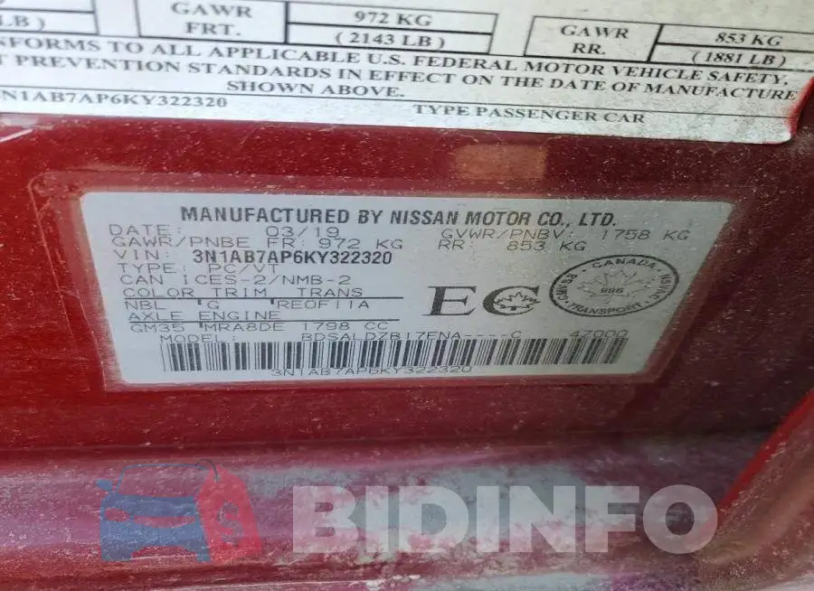 3N1AB7AP6KY322320 Photo# 12
