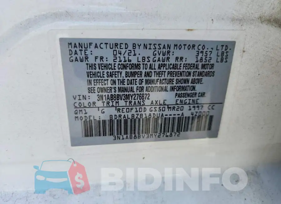 3N1AB8BV3MY276872 Photo# 13