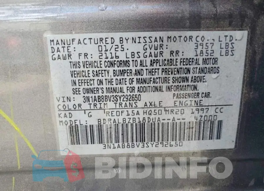 3N1AB8BV3SY292650 Photo# 13