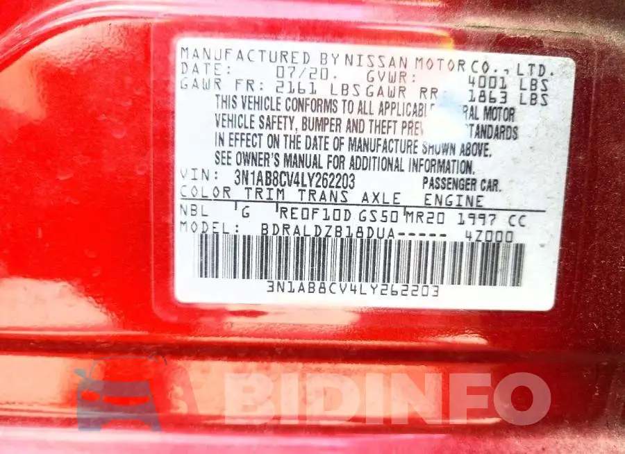 3N1AB8CV4LY262203 Photo# 12