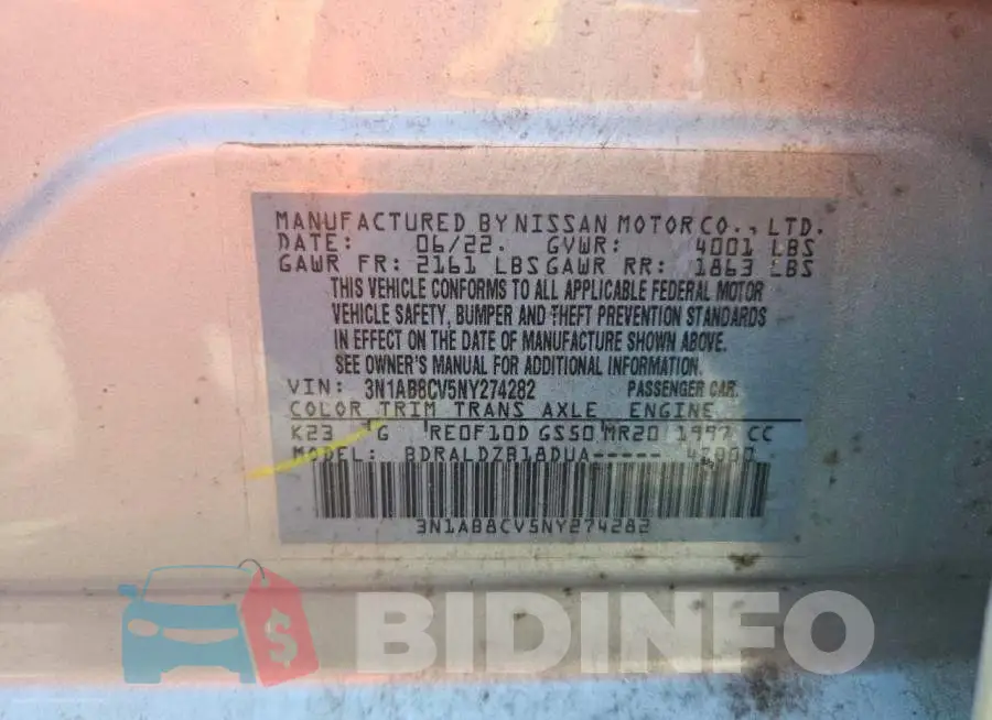 3N1AB8CV5NY274282 Photo# 12