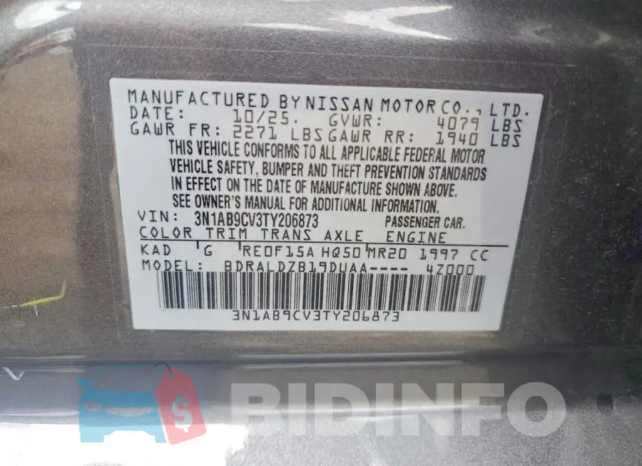 3N1AB9CV3TY206873 Photo# 12