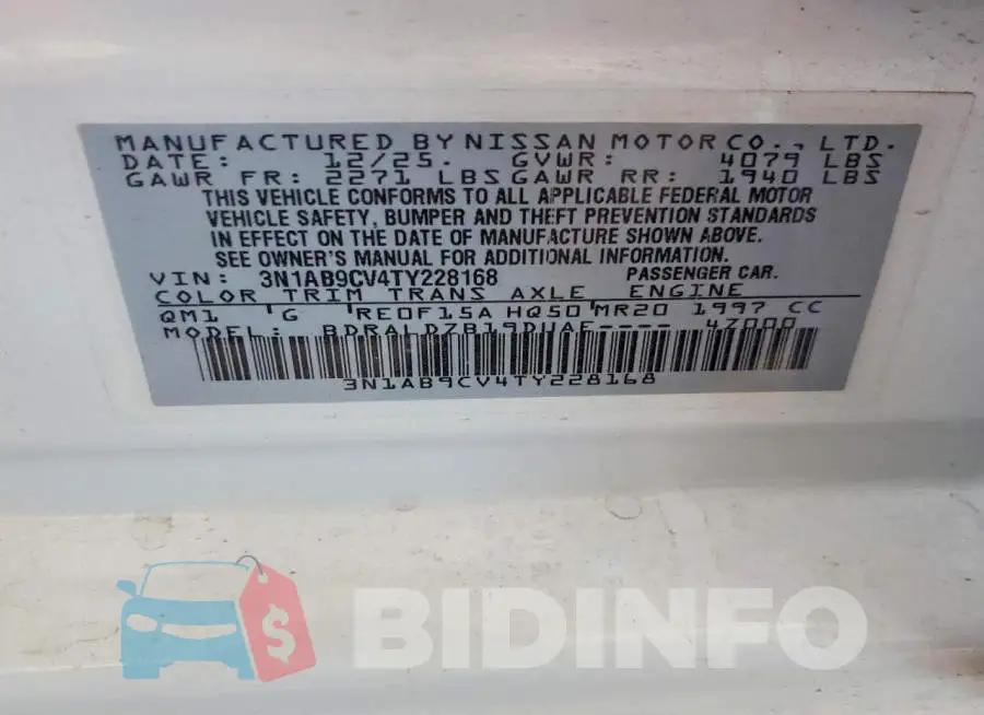 3N1AB9CV4TY228168 Photo# 12