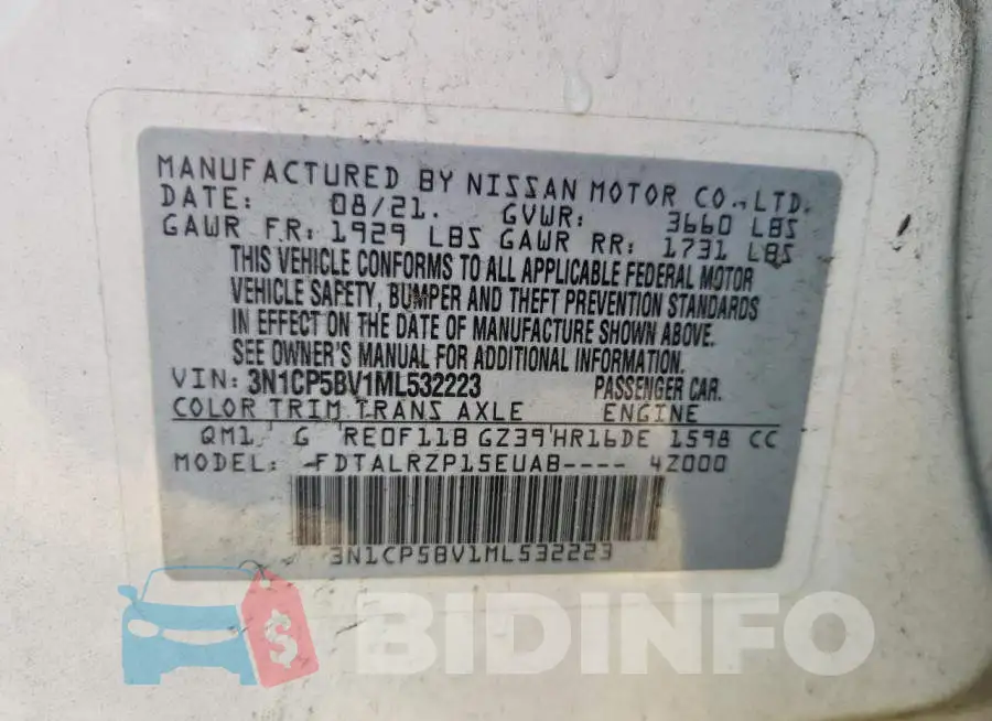3N1CP5BV1ML532223 Photo# 13