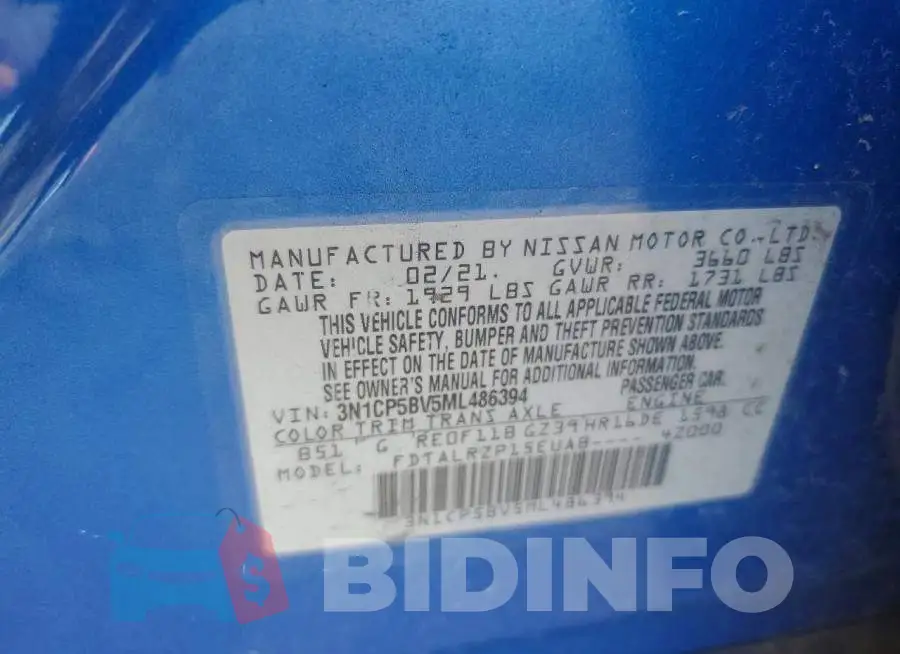 3N1CP5BV5ML486394 Photo# 12