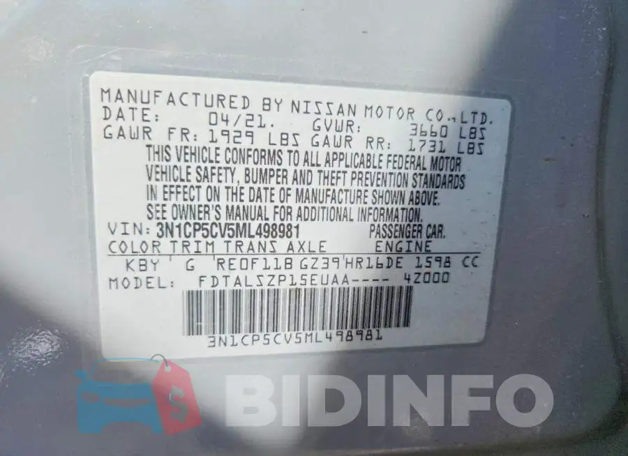 3N1CP5CV5ML498981 Photo# 13