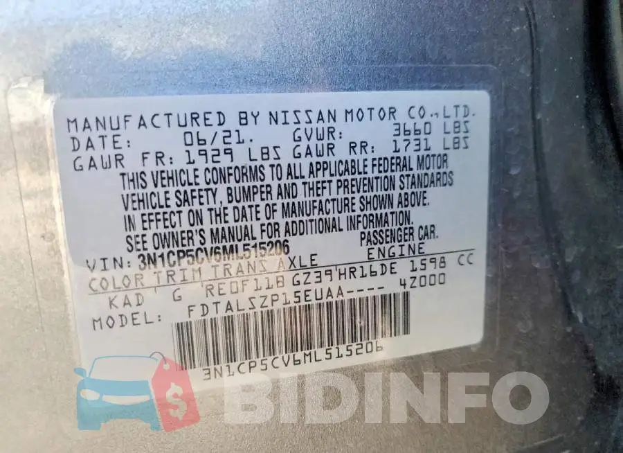 3N1CP5CV6ML515206 Photo# 13