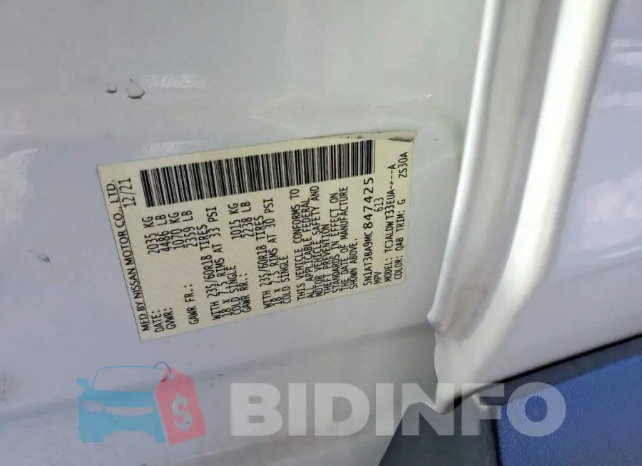 5N1AT3BA9MC847425 Photo# 13