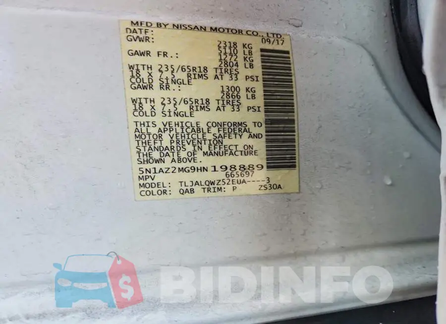 5N1AZ2MG9HN198889 Photo# 13