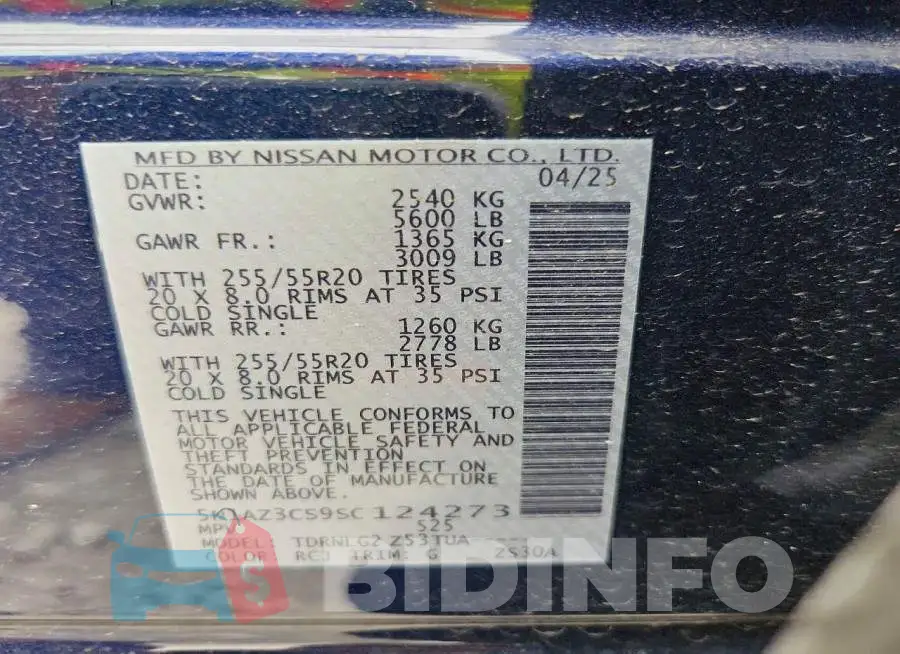 5N1AZ3CS9SC124273 Photo# 12