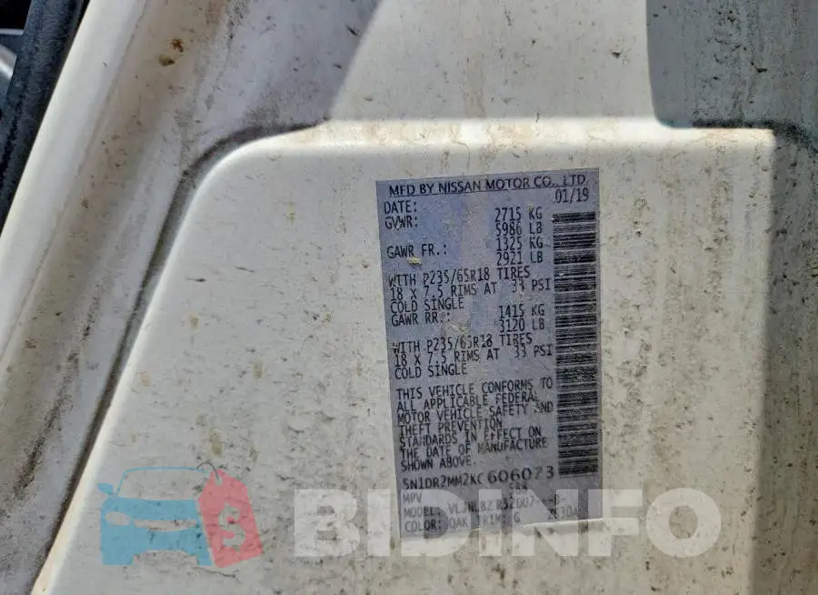 5N1DR2MM2KC606073 Photo# 13