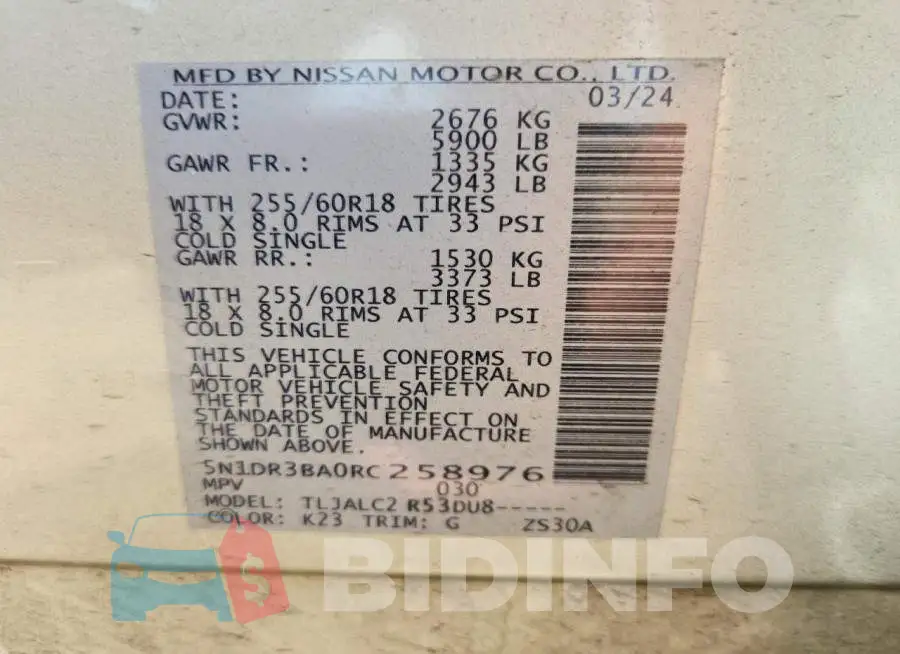 5N1DR3BA0RC258976 Photo# 13