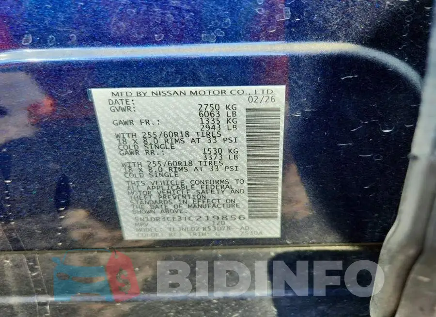 5N1DR3CE3TC219856 Photo# 13